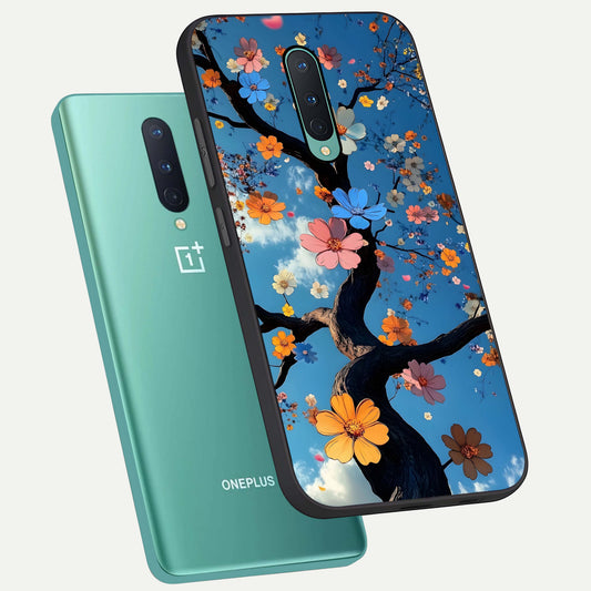  Blossom Dream Sky phone case For OnePlus 8 showing premium glass back cover with detailed artwork