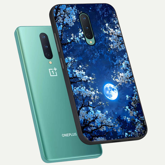  Blossom Moonlight Sky phone case For OnePlus 8 showing premium glass back cover with detailed artwork