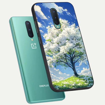  Blossom Sky Serenity phone case For OnePlus 8 showing premium glass back cover with detailed artwork