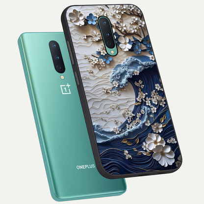  Blossom Wave Art phone case For OnePlus 8 showing premium glass back cover with detailed artwork