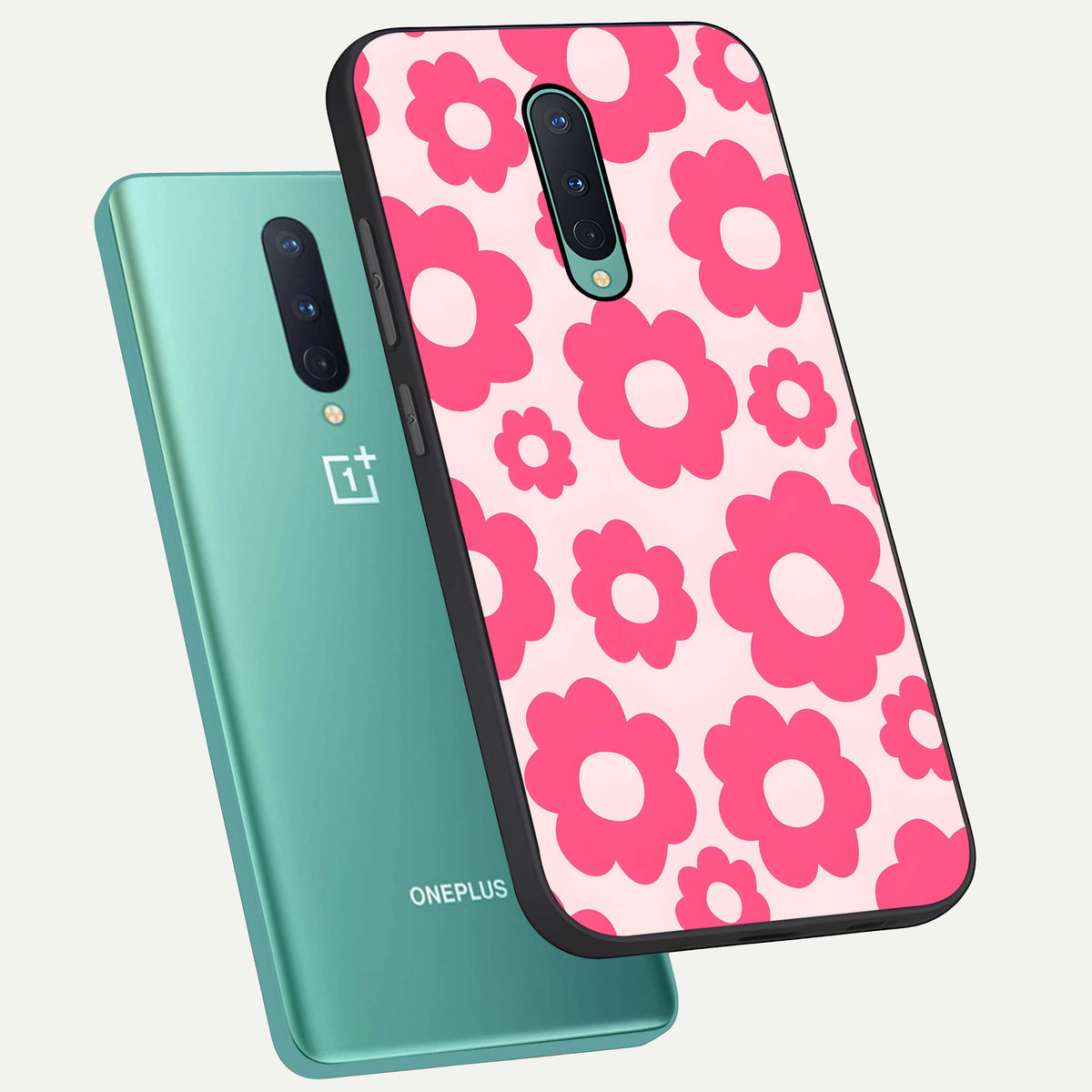  Blush Flower Pop phone case For OnePlus 8 showing premium glass back cover with detailed artwork