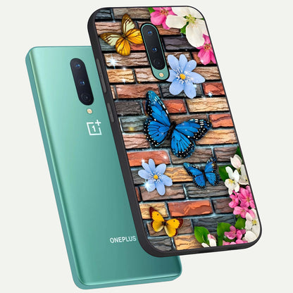  Brick Bloom Flight phone case For OnePlus 8 showing premium glass back cover with detailed artwork