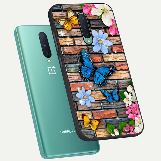 Brick Bloom Flight phone case For OnePlus 8 showing premium glass back cover with detailed artwork