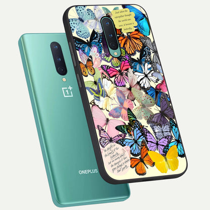  Butterflies Petal Dream phone case For OnePlus 8 showing premium glass back cover with detailed artwork