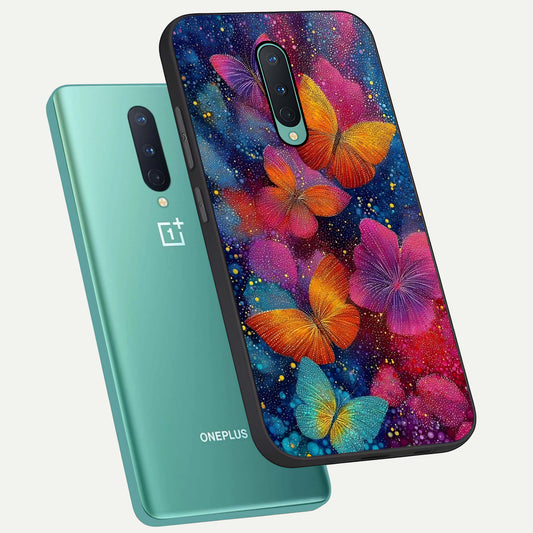  Butterfly Dream Mist phone case For OnePlus 8 showing premium glass back cover with detailed artwork