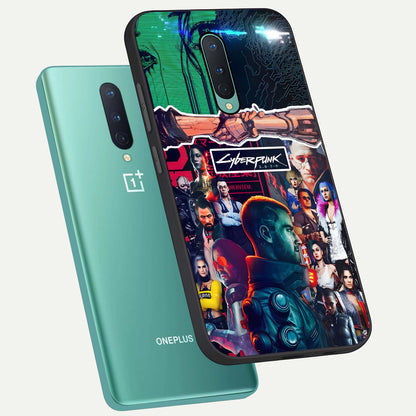  CYBERPUNK Legacy phone case For OnePlus 8 showing premium glass back cover with detailed artwork