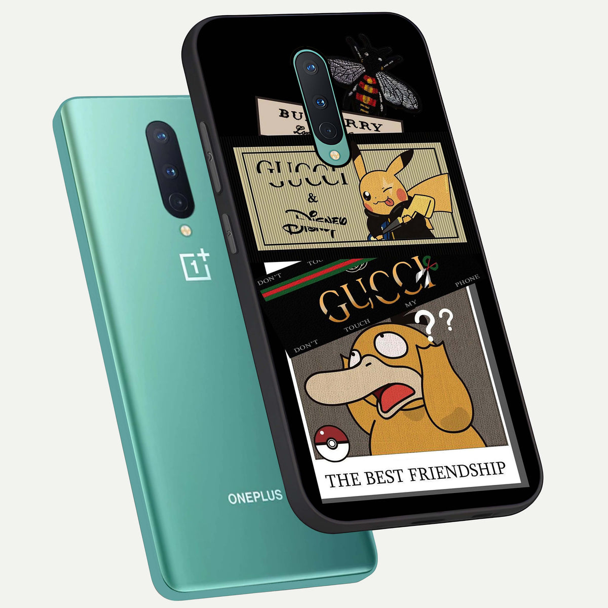  Cartoon Brand Play Mashup phone case For OnePlus 8 showing premium glass back cover with detailed artwork