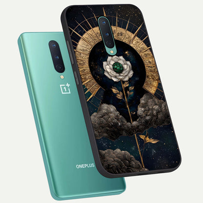  Celestial Lotus Morang phone case For OnePlus 8 showing premium glass back cover with detailed artwork