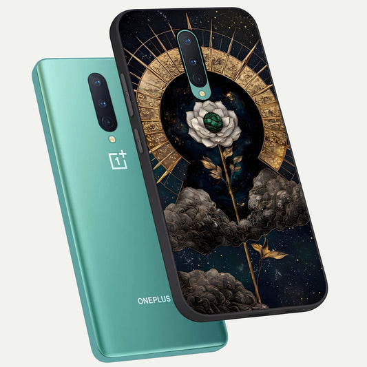  Celestial Lotus Morang phone case For OnePlus 8 showing premium glass back cover with detailed artwork