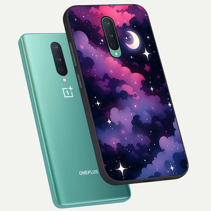  Celestial Moon Magic phone case For OnePlus 8 showing premium glass back cover with detailed artwork