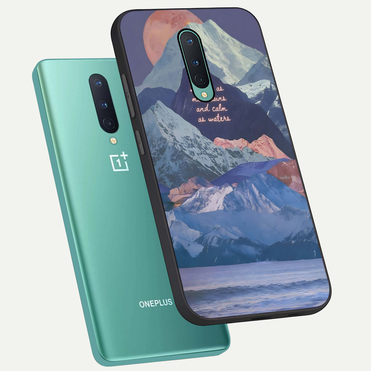  Celestial Mountain Calm phone case For OnePlus 8 showing premium glass back cover with detailed artwork