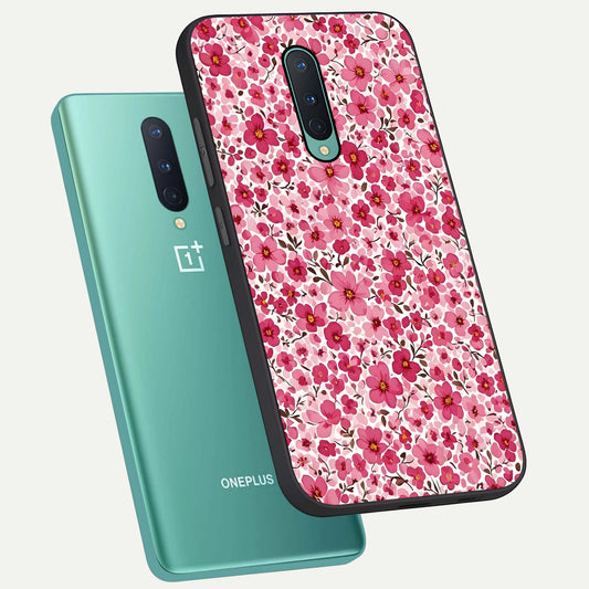  Cherry Blossom Charm phone case For OnePlus 8 showing premium glass back cover with detailed artwork