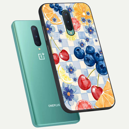  Citrus Bloom Joy phone case For OnePlus 8 showing premium glass back cover with detailed artwork