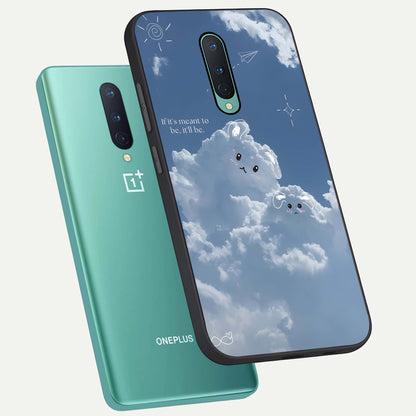  Cloud Bunny Dreams phone case For OnePlus 8 showing premium glass back cover with detailed artwork
