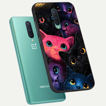  Cosmic Cats Dreams phone case For OnePlus 8 showing premium glass back cover with detailed artwork