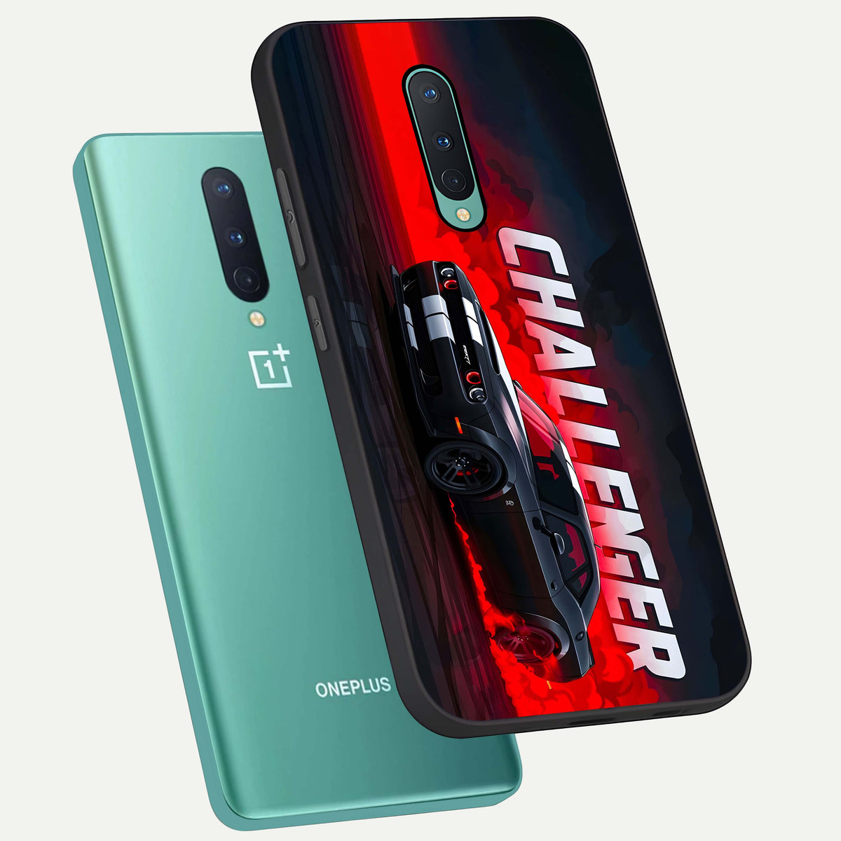  Crimson Challenger Fury phone case For OnePlus 8 showing premium glass back cover with detailed artwork