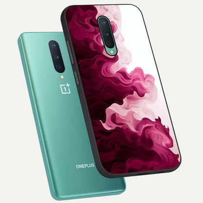  Crimson Wave Flow phone case For OnePlus 8 showing premium glass back cover with detailed artwork