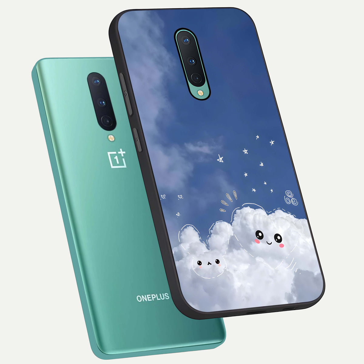  Cute Blossom Cloud phone case For OnePlus 8 showing premium glass back cover with detailed artwork
