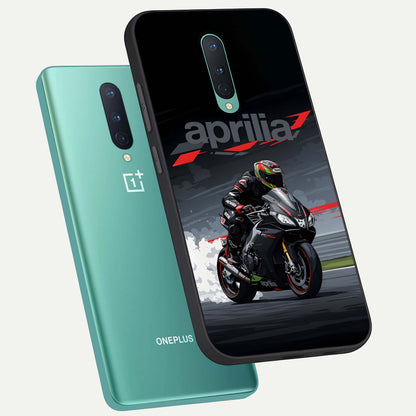  Dark Aprilla phone case For OnePlus 8 showing premium glass back cover with detailed artwork