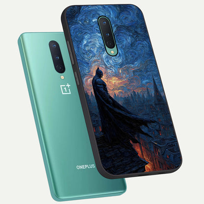  Dark Knight Dusk phone case For OnePlus 8 showing premium glass back cover with detailed artwork