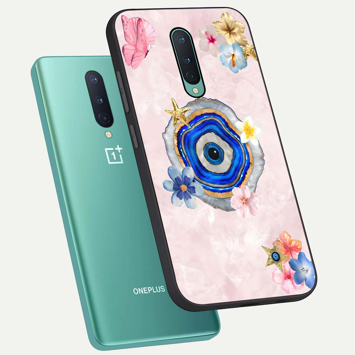  Divine Aura Bloom phone case For OnePlus 8 showing premium glass back cover with detailed artwork