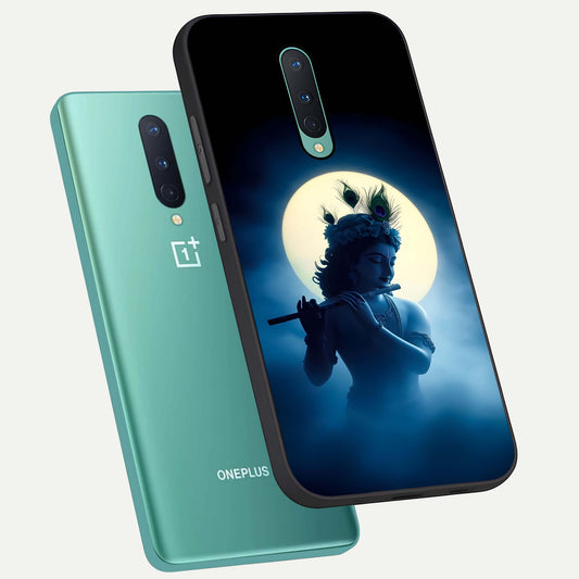  Divine Moon Flute phone case For OnePlus 8 showing premium glass back cover with detailed artwork