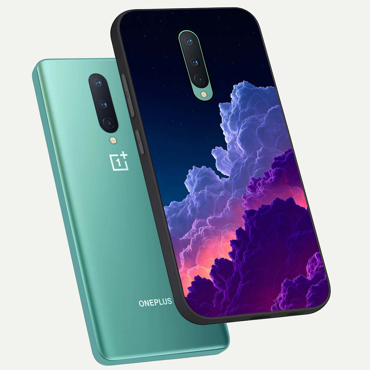  Dreamy Cloud Skies phone case For OnePlus 8 showing premium glass back cover with detailed artwork