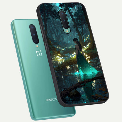  Enchanted Forest Glow phone case For OnePlus 8 showing premium glass back cover with detailed artwork