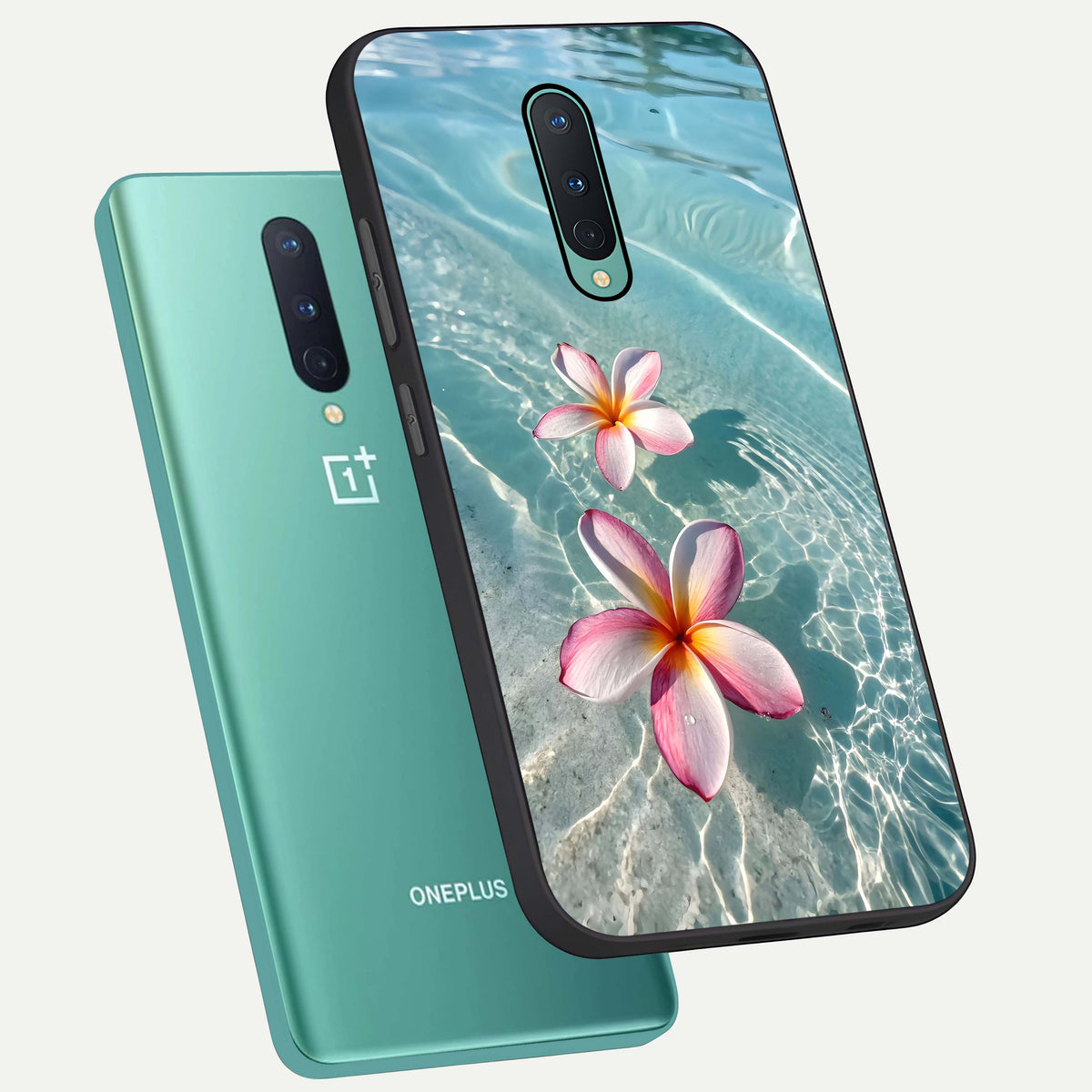  Floating Bloom Bliss phone case For OnePlus 8 showing premium glass back cover with detailed artwork