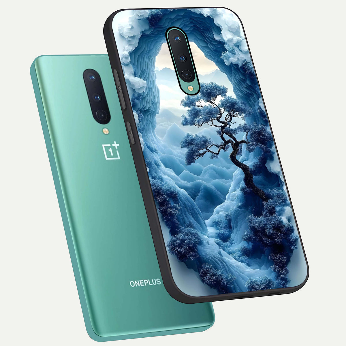  Frozen Serenity Gate phone case For OnePlus 8 showing premium glass back cover with detailed artwork