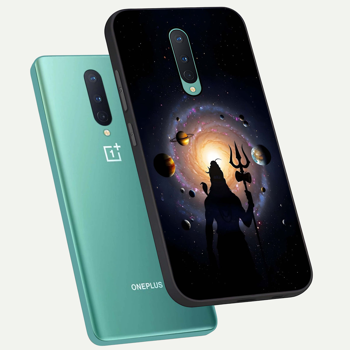  Galactic Shiva Vision phone case For OnePlus 8 showing premium glass back cover with detailed artwork
