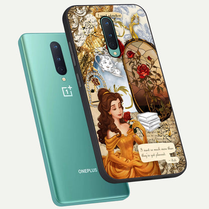  Golden Dream Belle phone case For OnePlus 8 showing premium glass back cover with detailed artwork