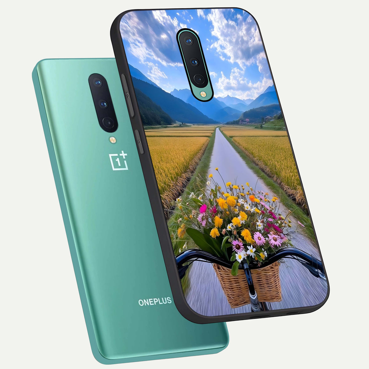  Golden Field Journey phone case For OnePlus 8 showing premium glass back cover with detailed artwork