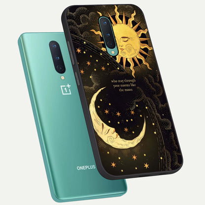  Golden Lunar Love phone case For OnePlus 8 showing premium glass back cover with detailed artwork