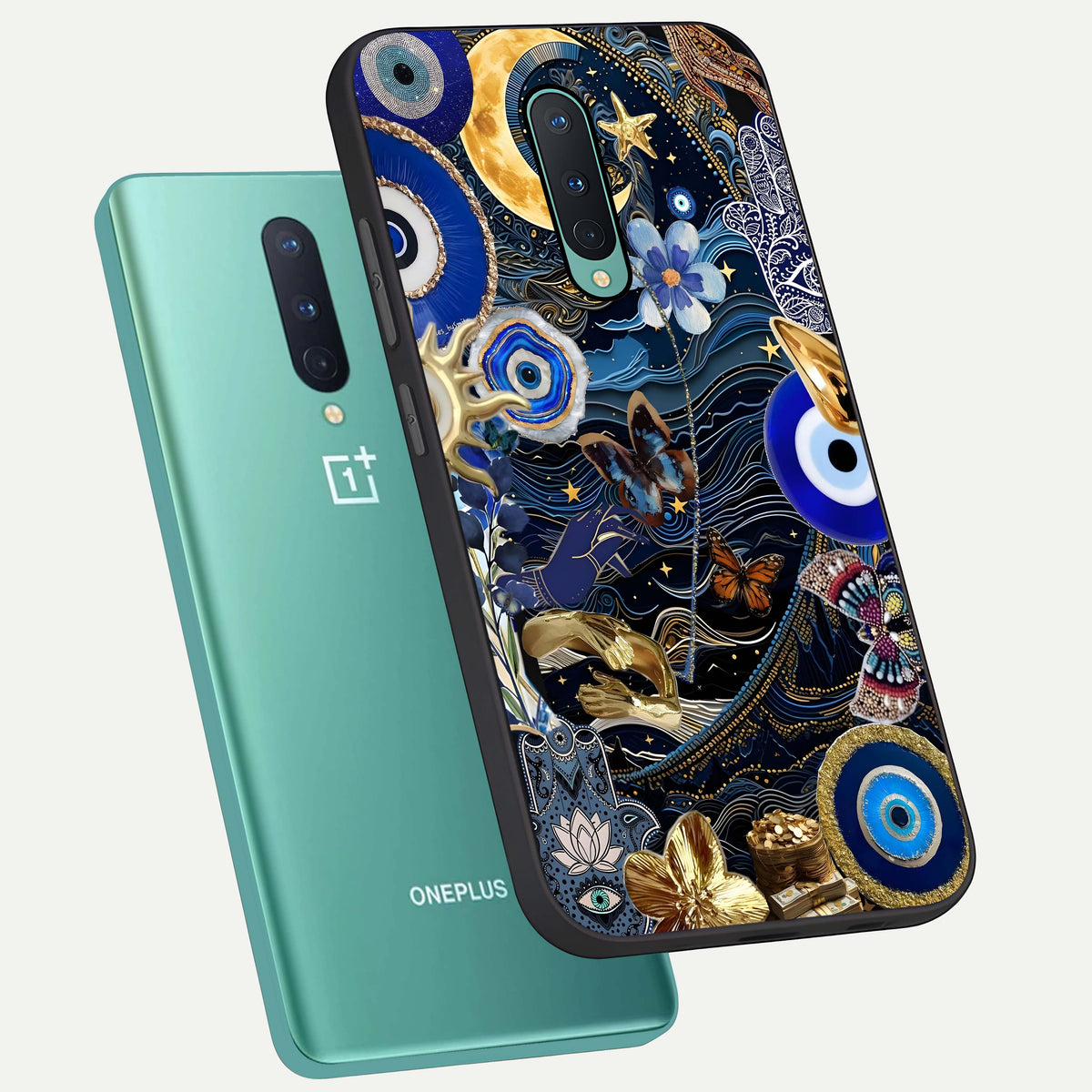  Golden Moon Magic phone case For OnePlus 8 showing premium glass back cover with detailed artwork