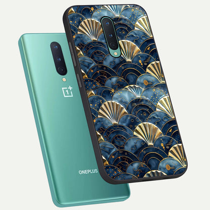  Golden Wave Luxe phone case For OnePlus 8 showing premium glass back cover with detailed artwork