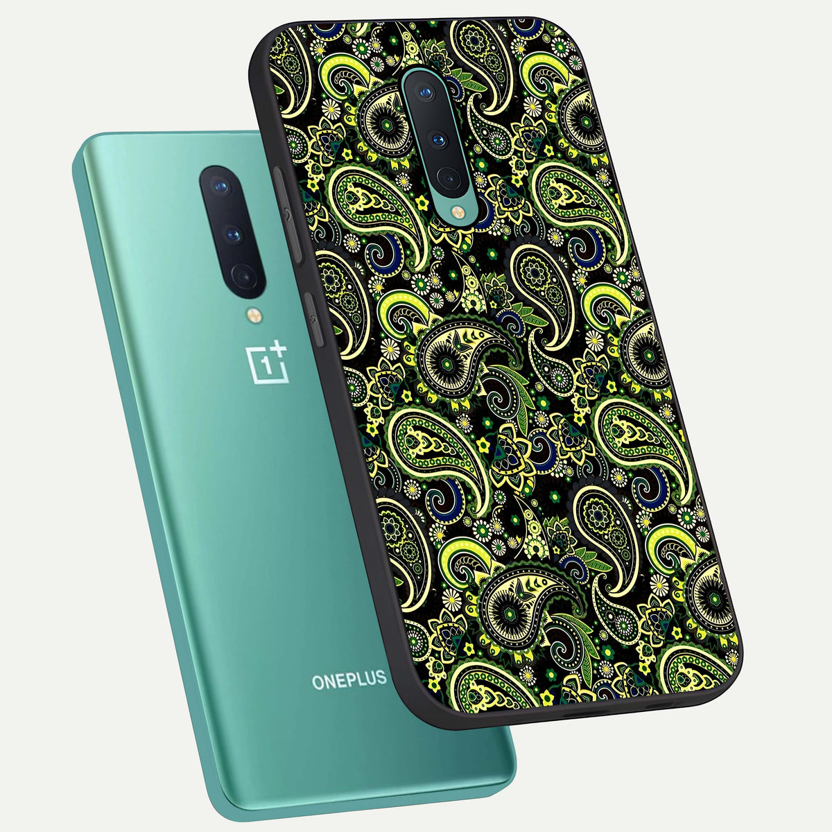  Green Lemon phone case For OnePlus 8 showing premium glass back cover with detailed artwork