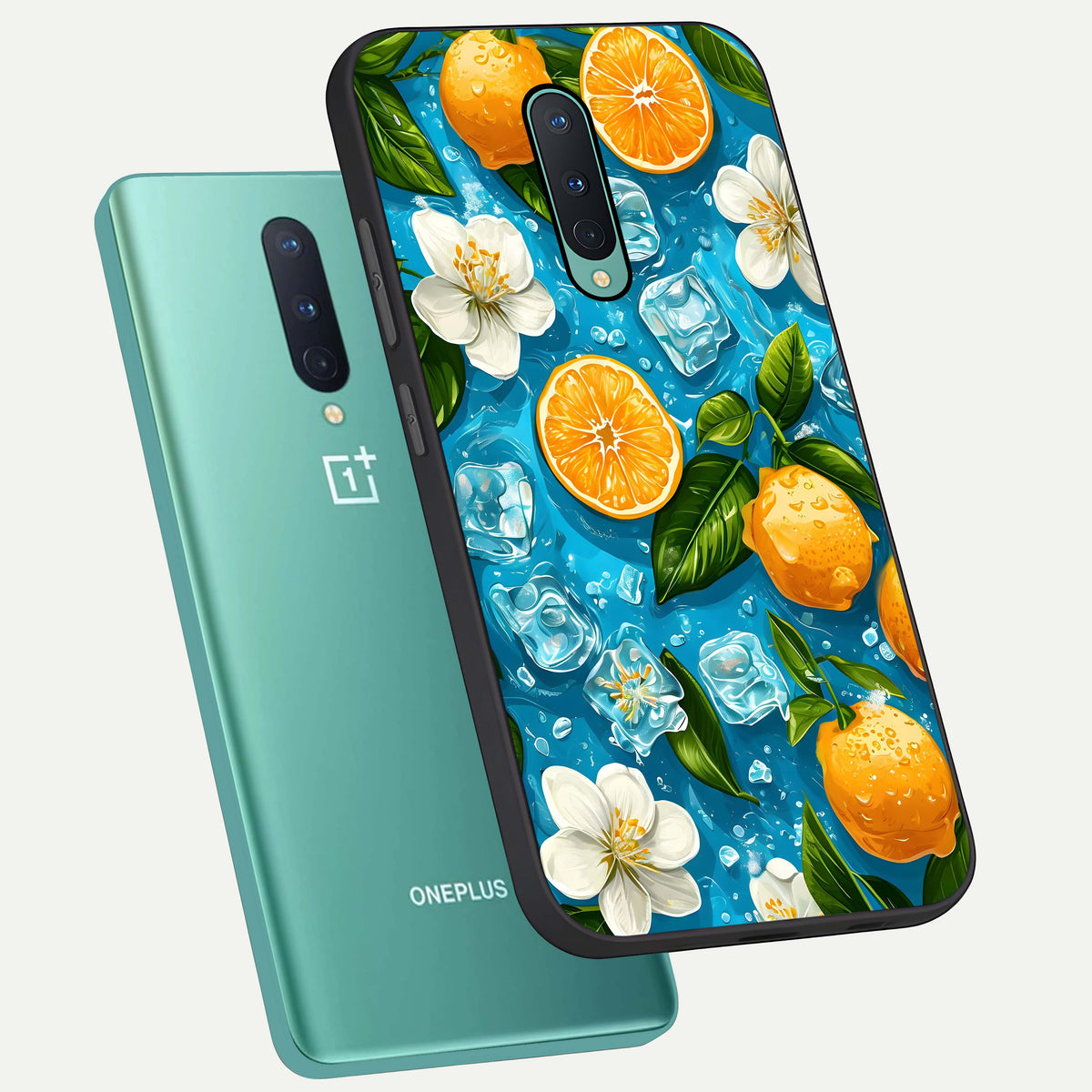  Ice Cube With Orange phone case For OnePlus 8 showing premium glass back cover with detailed artwork