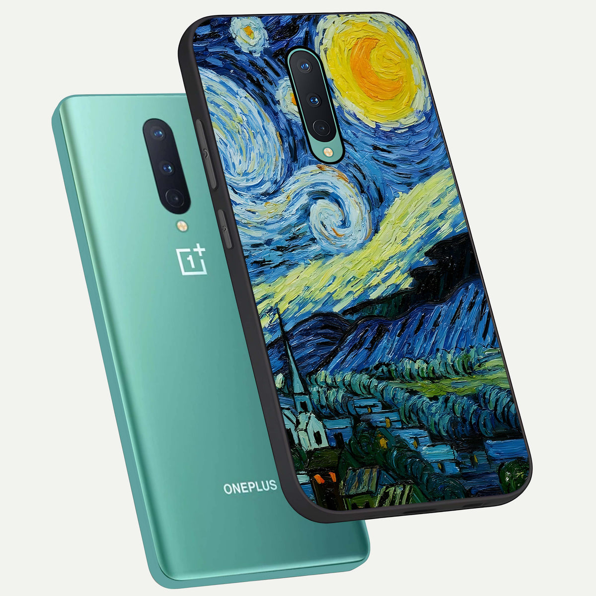  Inspired Van Gogh Art phone case For OnePlus 8 showing premium glass back cover with detailed artwork