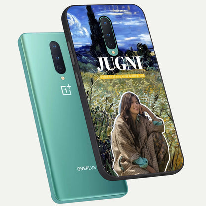  Jugni Soul Vibes phone case For OnePlus 8 showing premium glass back cover with detailed artwork