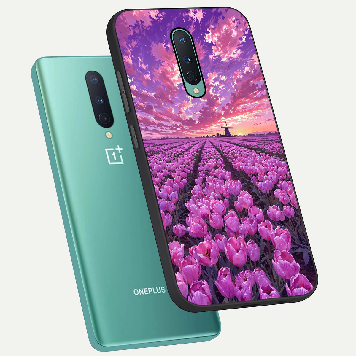  Lavender Dream Skies phone case For OnePlus 8 showing premium glass back cover with detailed artwork