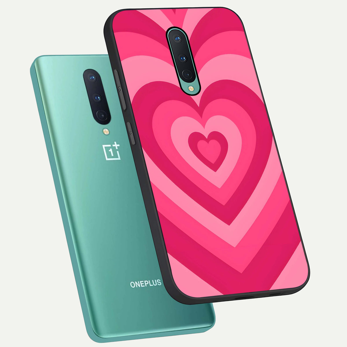  Layered Love Hearts phone case For OnePlus 8 showing premium glass back cover with detailed artwork