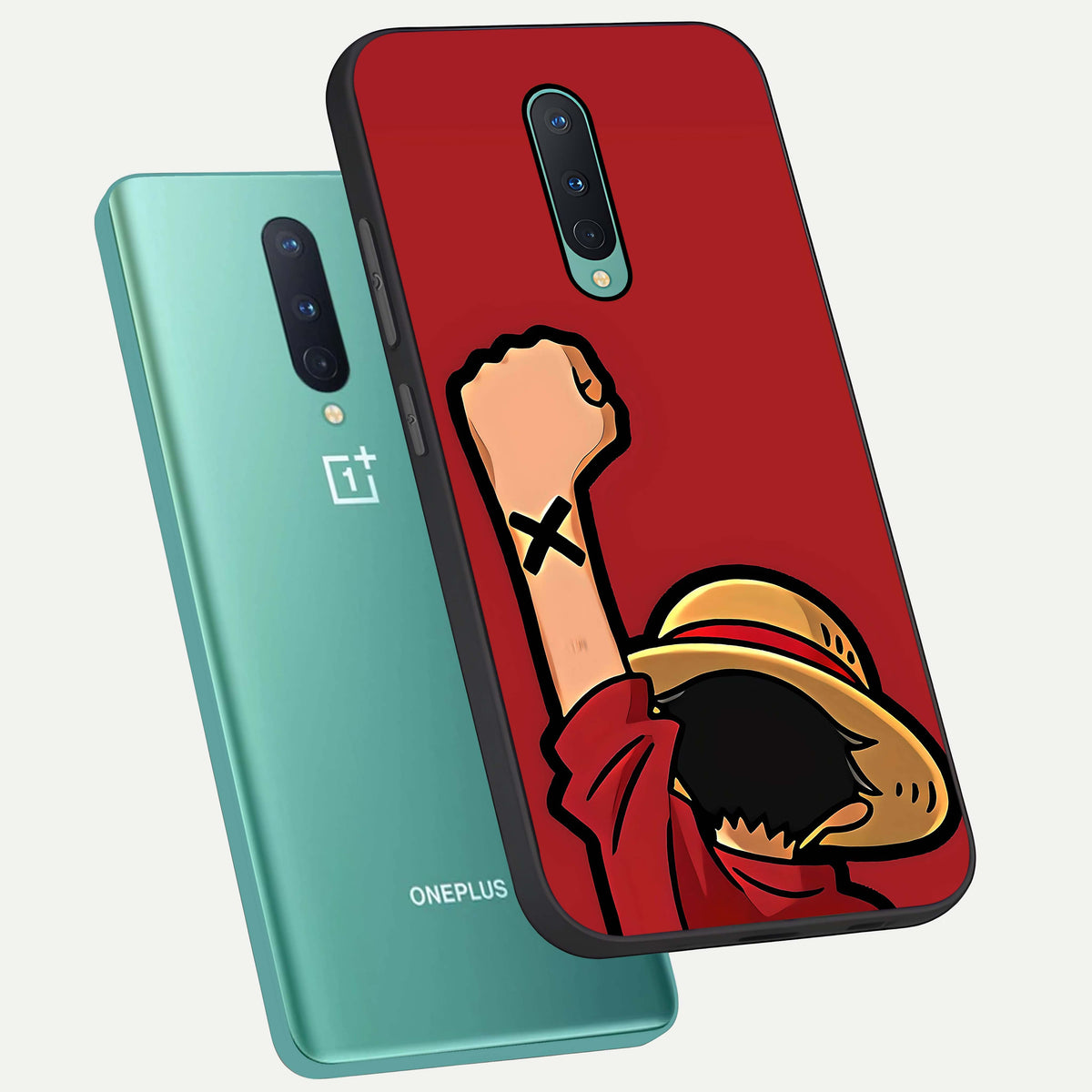  Luffy X Spirit phone case For OnePlus 8 showing premium glass back cover with detailed artwork