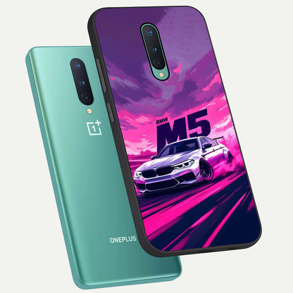  MS Neon Car phone case For OnePlus 8 showing premium glass back cover with detailed artwork