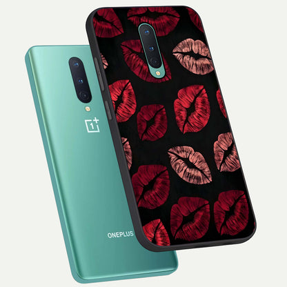  Midnight Kiss Love phone case For OnePlus 8 showing premium glass back cover with detailed artwork