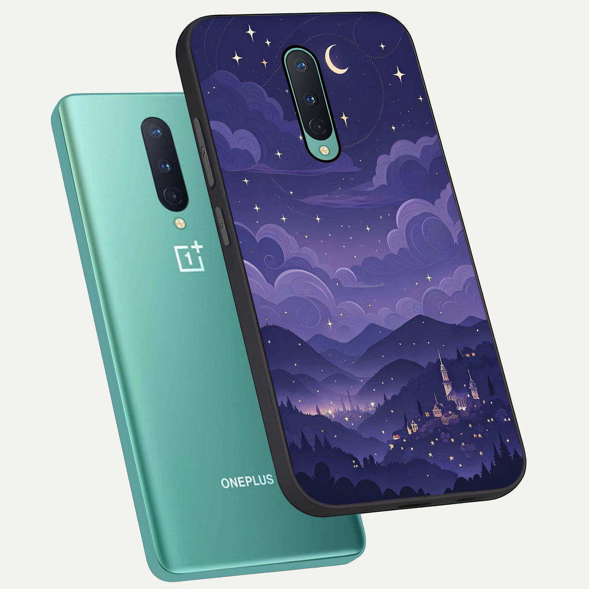  Minimal Night View phone case For OnePlus 8 showing premium glass back cover with detailed artwork