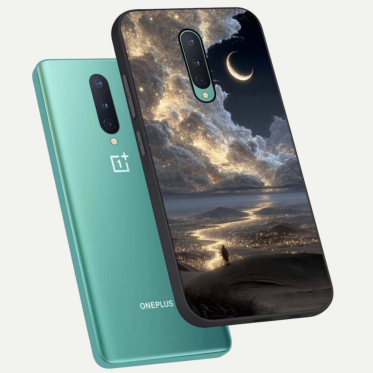  Moonlight Spark Path phone case For OnePlus 8 showing premium glass back cover with detailed artwork