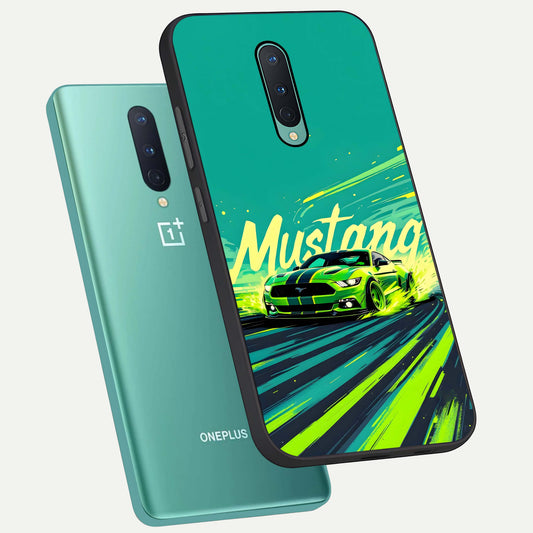  Mustang Bang phone case For OnePlus 8 showing premium glass back cover with detailed artwork