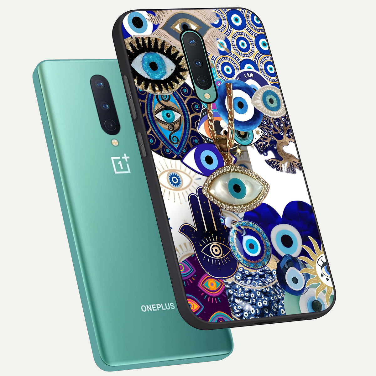  Mystic Charm Eye phone case For OnePlus 8 showing premium glass back cover with detailed artwork