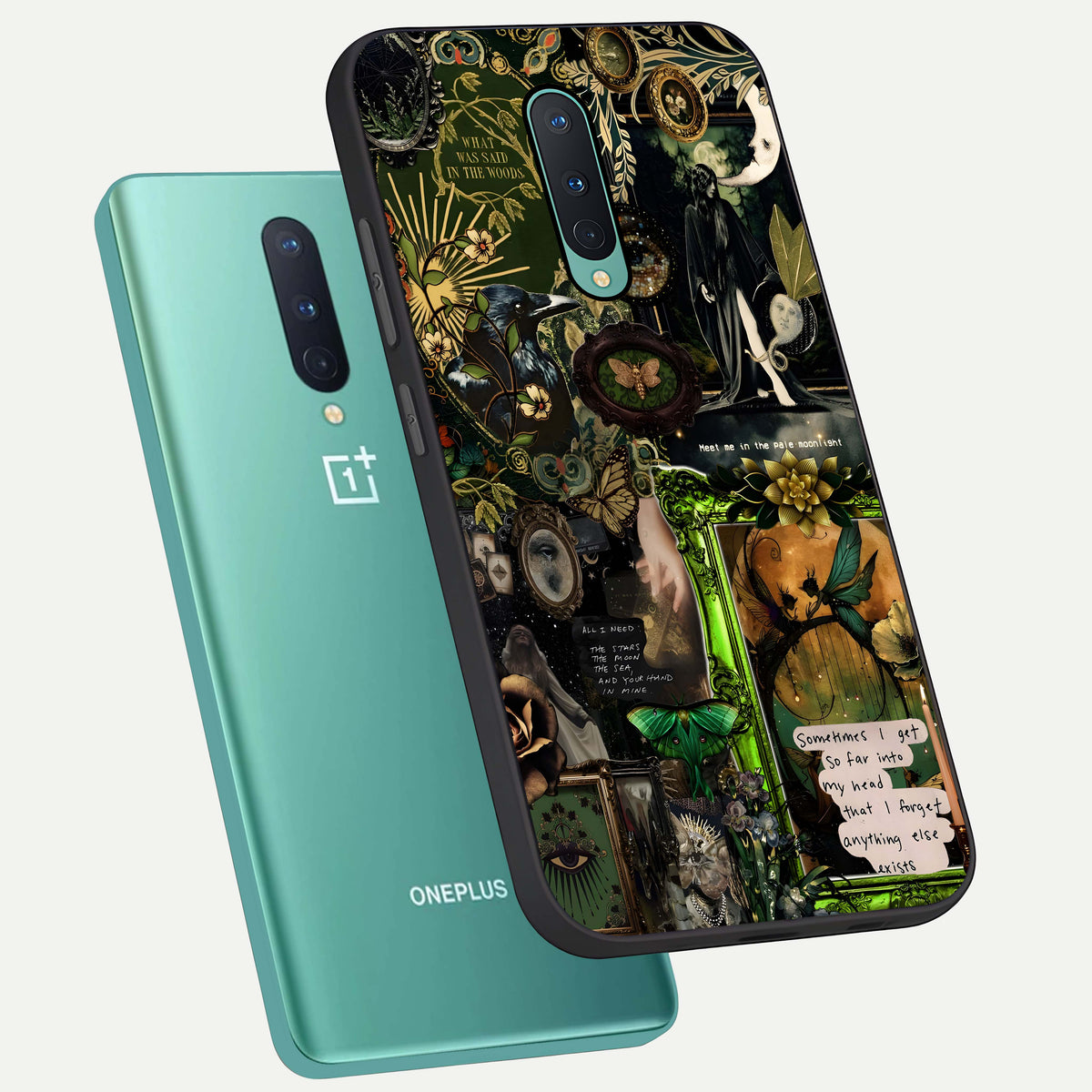  Mystic Woods Secret phone case For OnePlus 8 showing premium glass back cover with detailed artwork